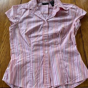 New York & co pink stripe shirt